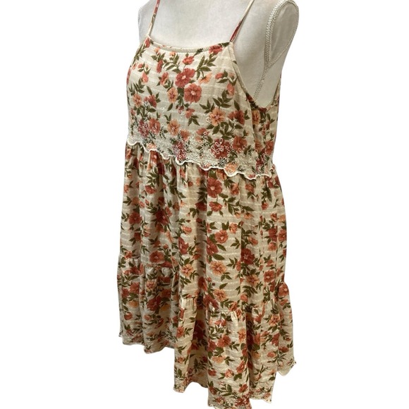 American Eagle Floral Sundress M Embroidered Tiered Cottage‎ core Babydoll Dress - Picture 6 of 10